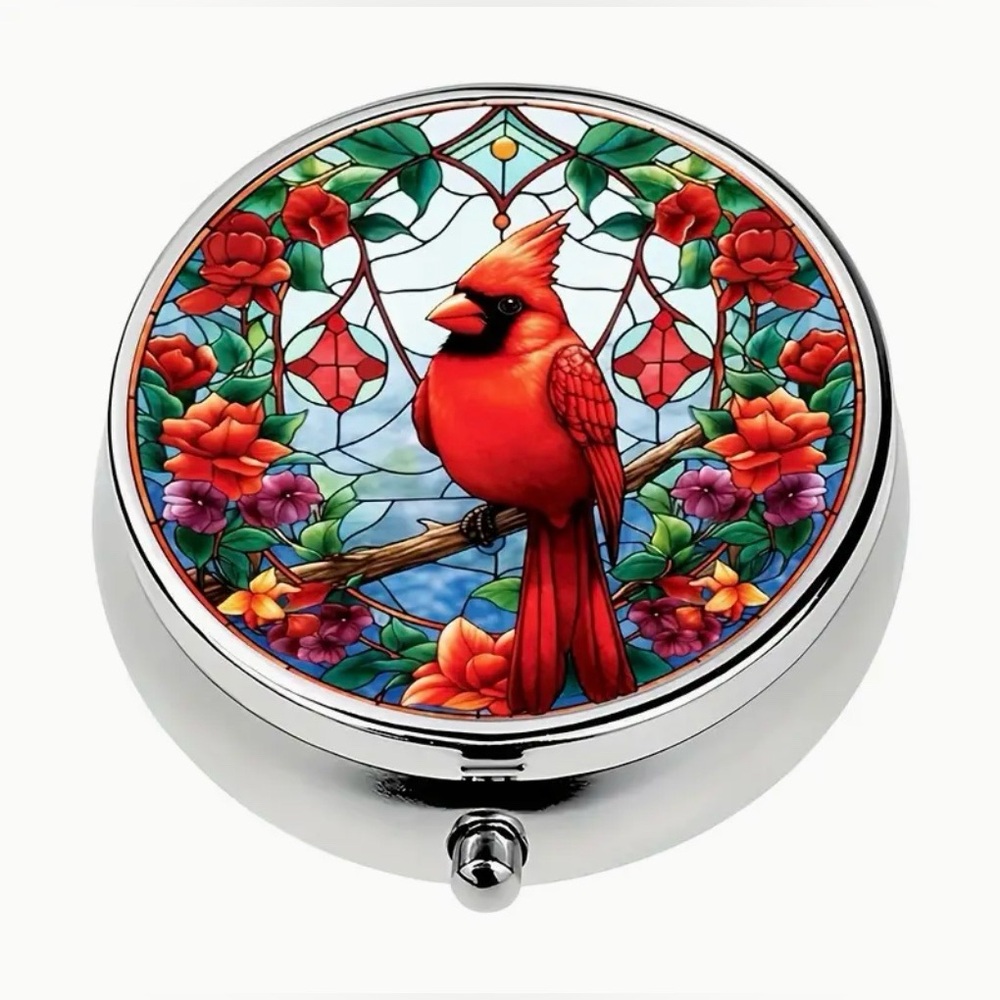 Cardinal Round Pill Organizer 3-Compartment Compact Pill Case New - Picture 10 of 10